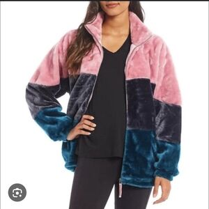 UGG Size Small, Elaina Colorblock Jacket Zip Front Tri-Color Block, Rose Quartz